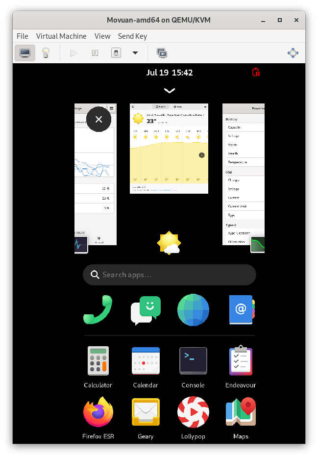 Movuan Phosh home screen